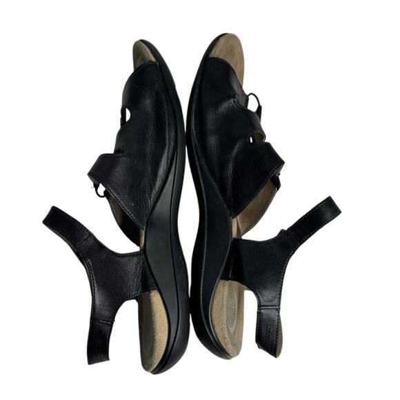 Abeo Brook Neutral Low Heel Leather Sandals in Black Womens Size 8N - Picture 7 of 11